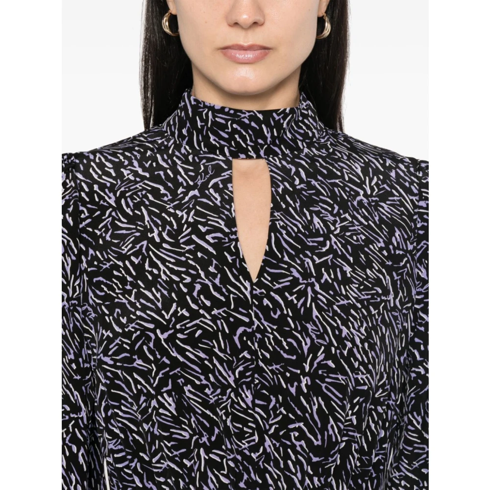 Karl Lagerfeld Jurk ML Zijde Zwart Print Zebra Malva Black Dames