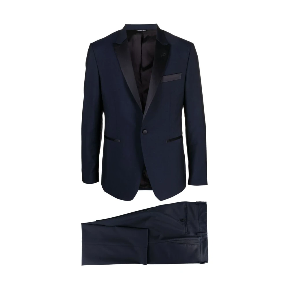 Reveres 1949 Navy Blauw Dinerpak met Piek Revers Blue Heren