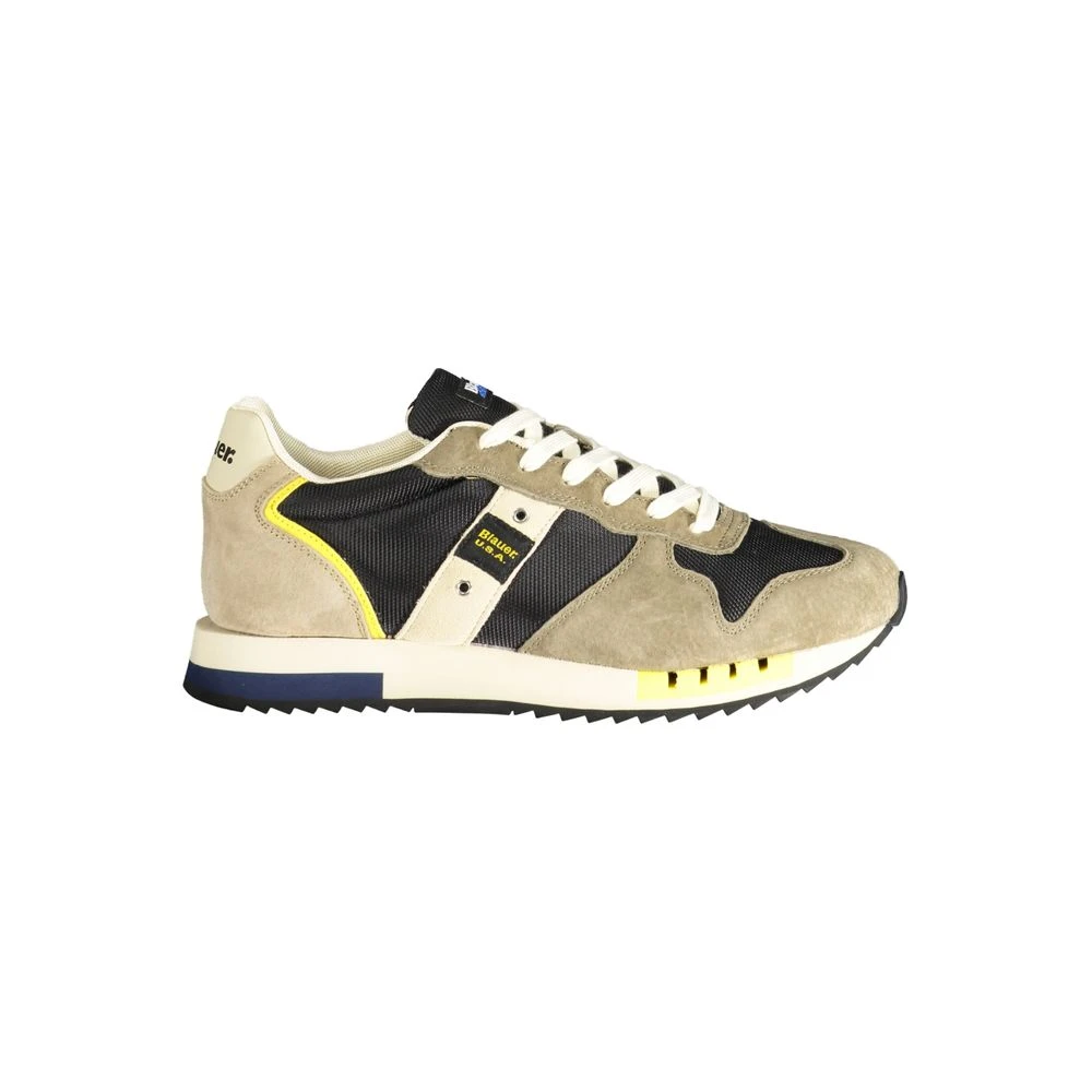Blauer Groene Polyester Sneaker met Veters- Contrastdetails- Applicatie- Logo Heren Schoenen Veelkleurig Multicolor