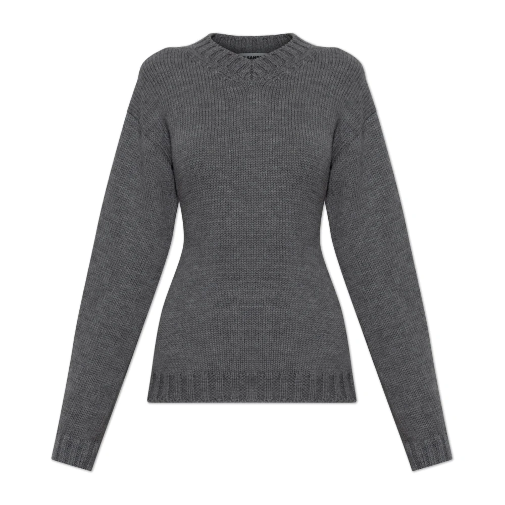 Jil Sander Vrouw Grijs Truien & Vesten Dames, M, Wol, Wollen V-Hals Trui