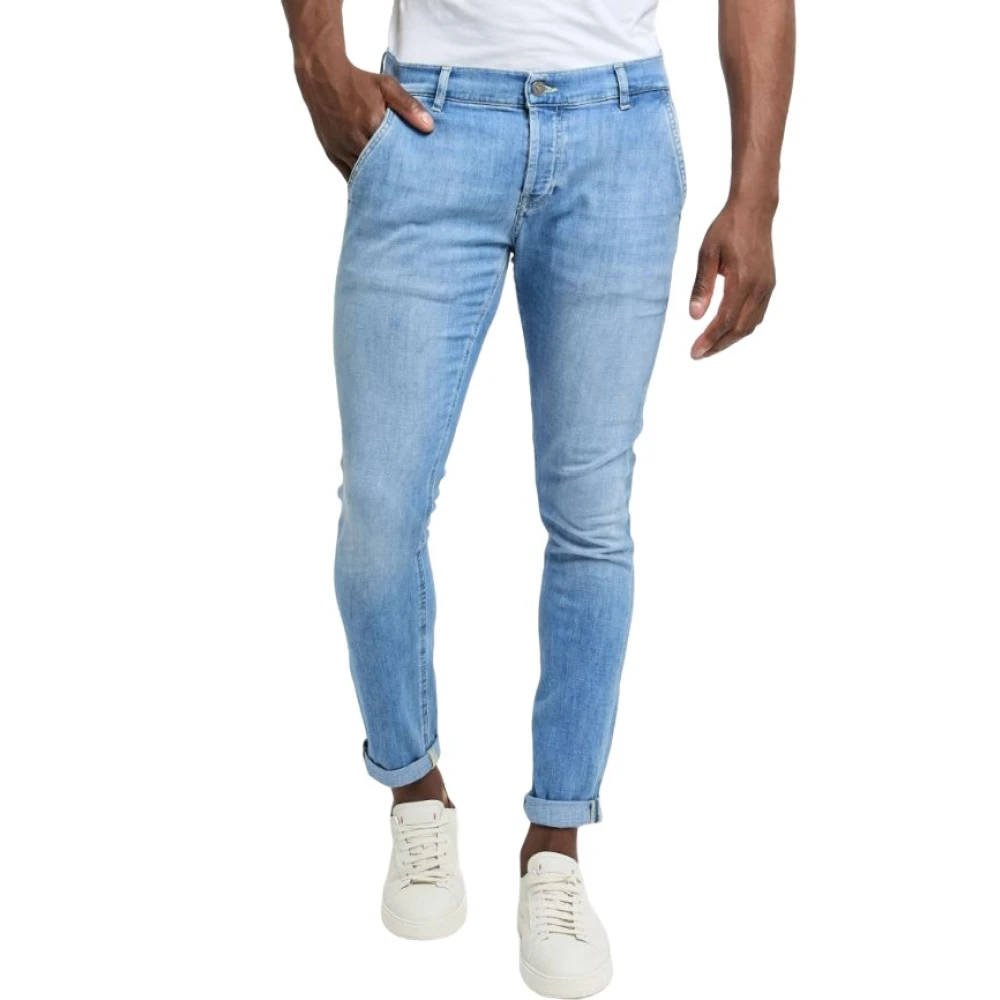 Dondup Blauwe Skinny Fit Jeans Amerikaanse Stijl Blue Heren