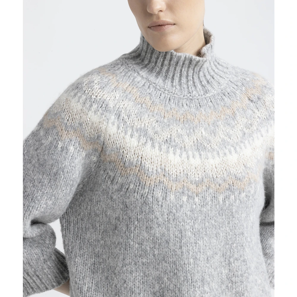 PESERICO Alpaca en wol jacquard coltrui Gray Dames
