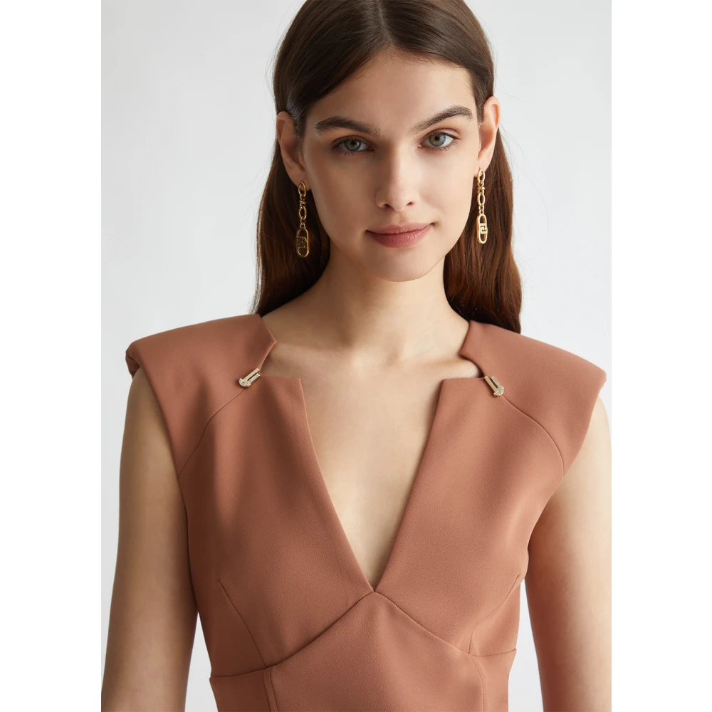 Liu Jo Stretch stof schede jurk met metalen letters Brown Dames