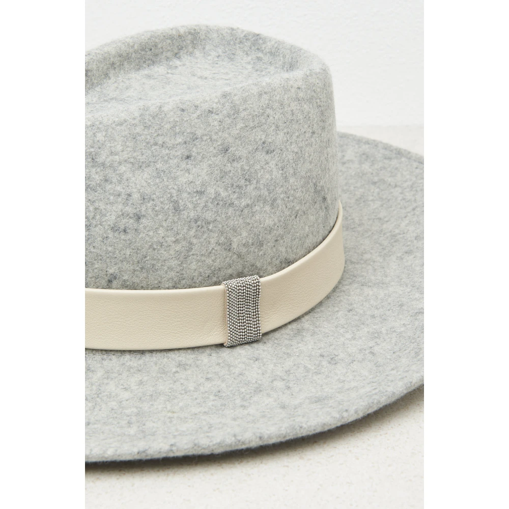 PESERICO Wolvilt brede rand fedora Gray Dames