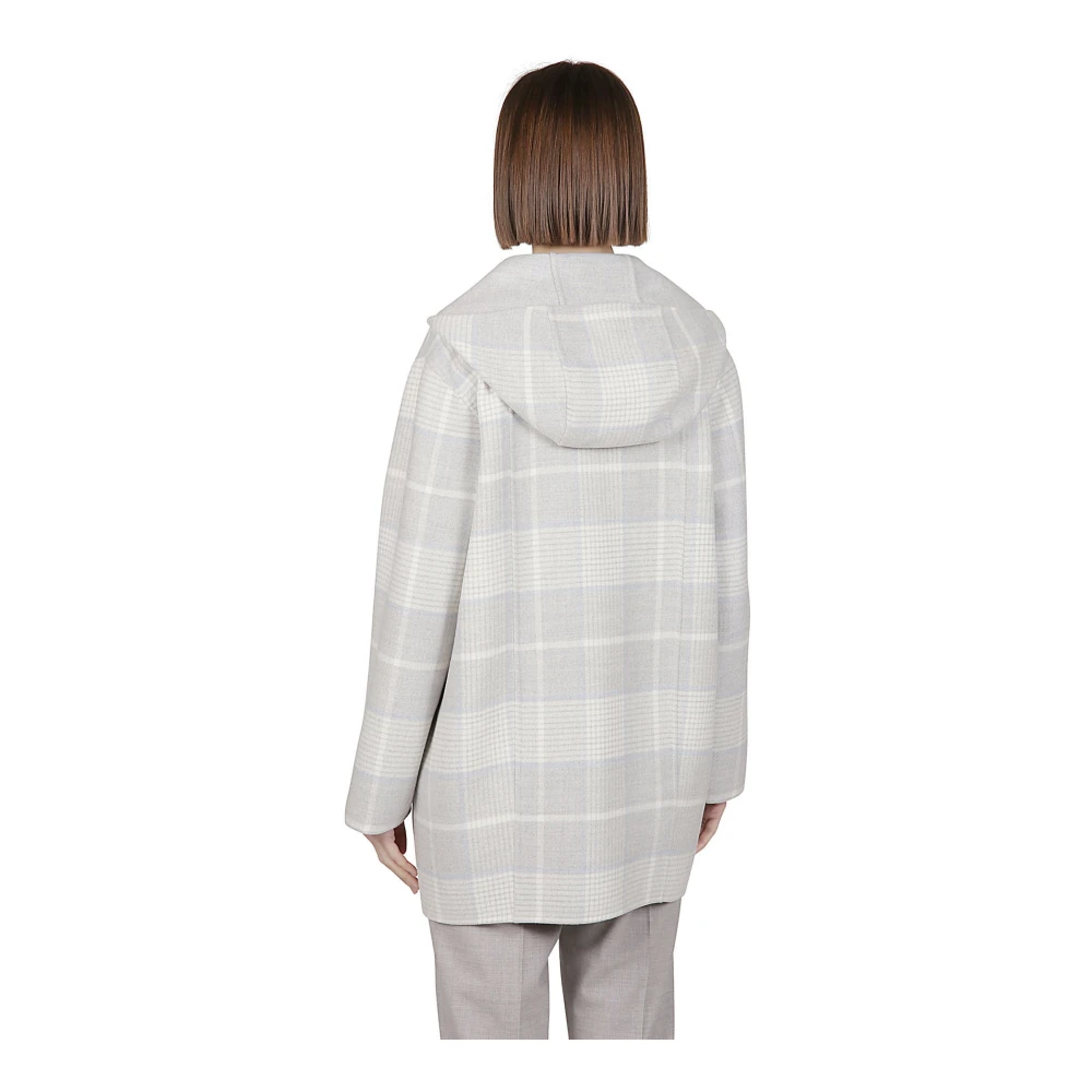 Eleventy Dubbel Check Wollen Jas Volledige Rits Gray Dames