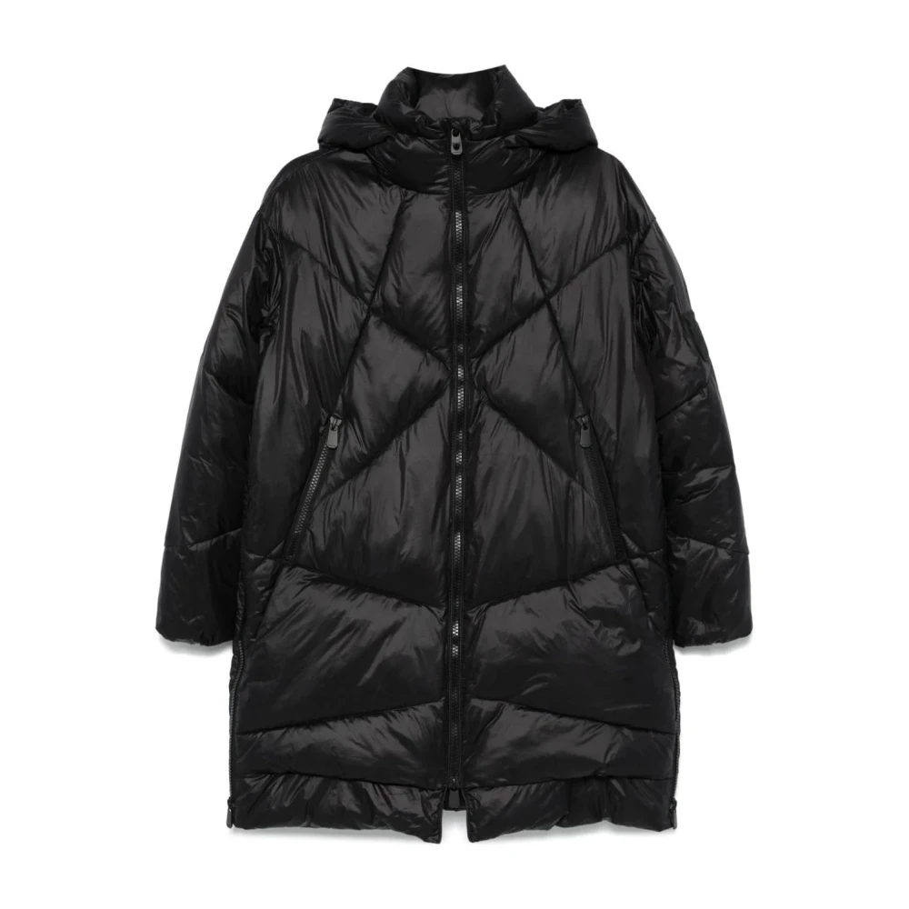Pinko Zwarte Gewatteerde Vest met Capuchon Black Dames