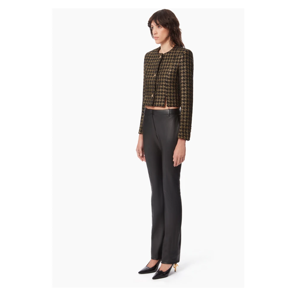 Nina Ricci Zwart Houndstooth Tweed Jas Multicolor Dames