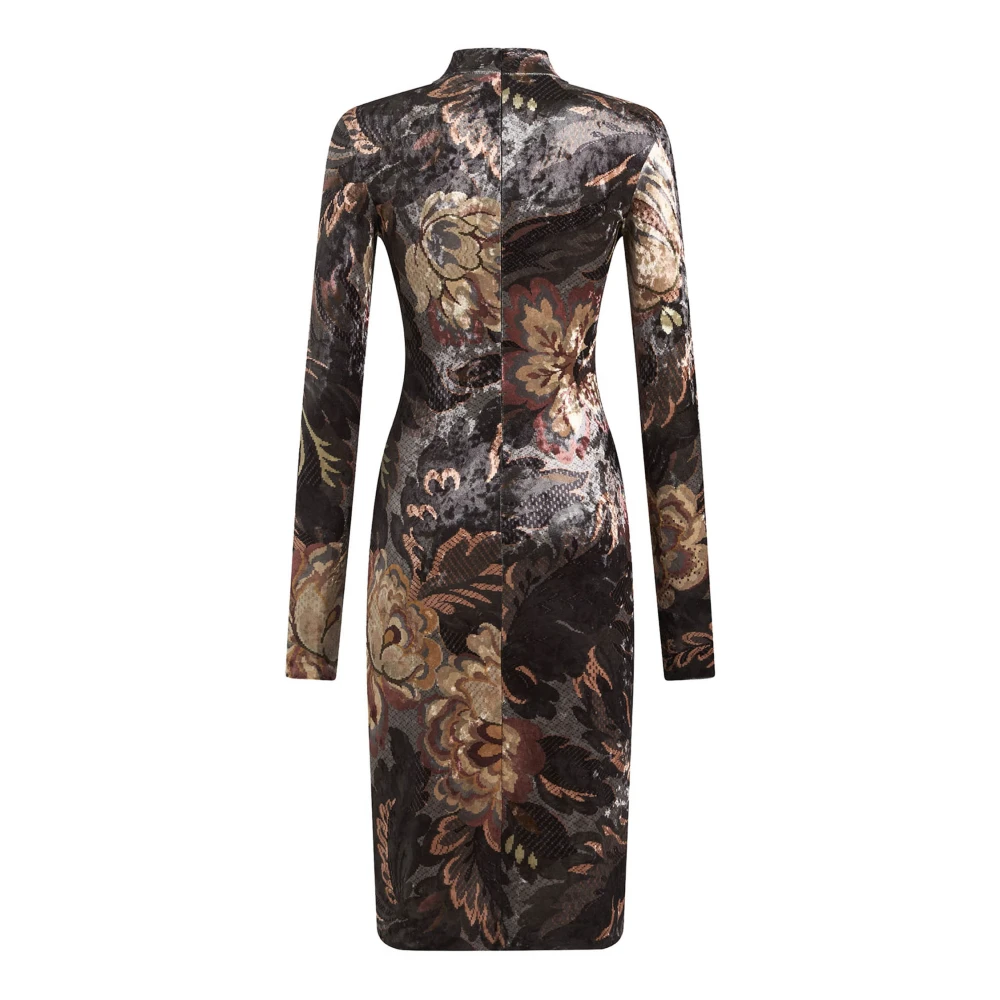 ETRO Zwarte Bloemen Sheath Jurk Multicolor Dames