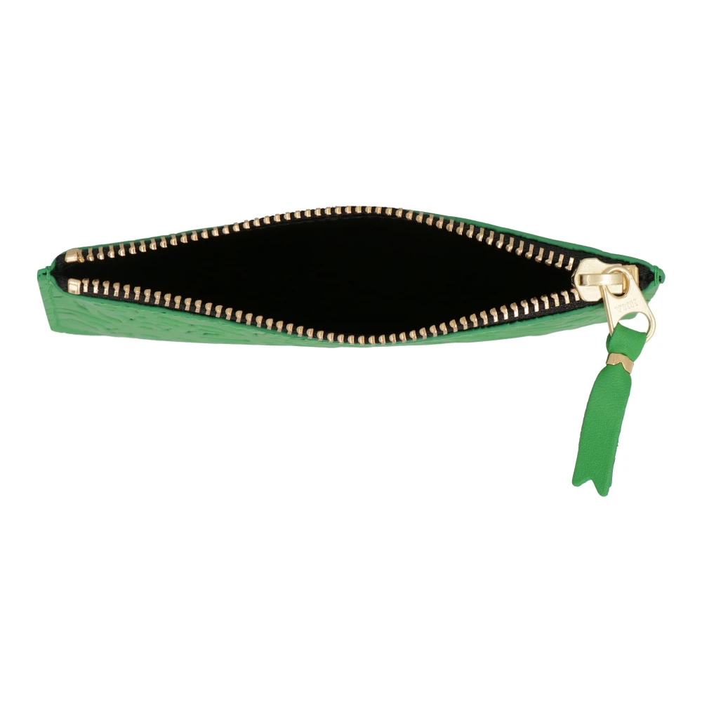 Comme des Garçons Leren Plat Etui met Rits Green Heren
