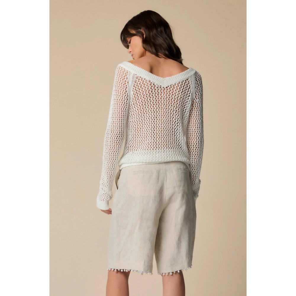 Kocca Gebreide top met perforaties White Dames