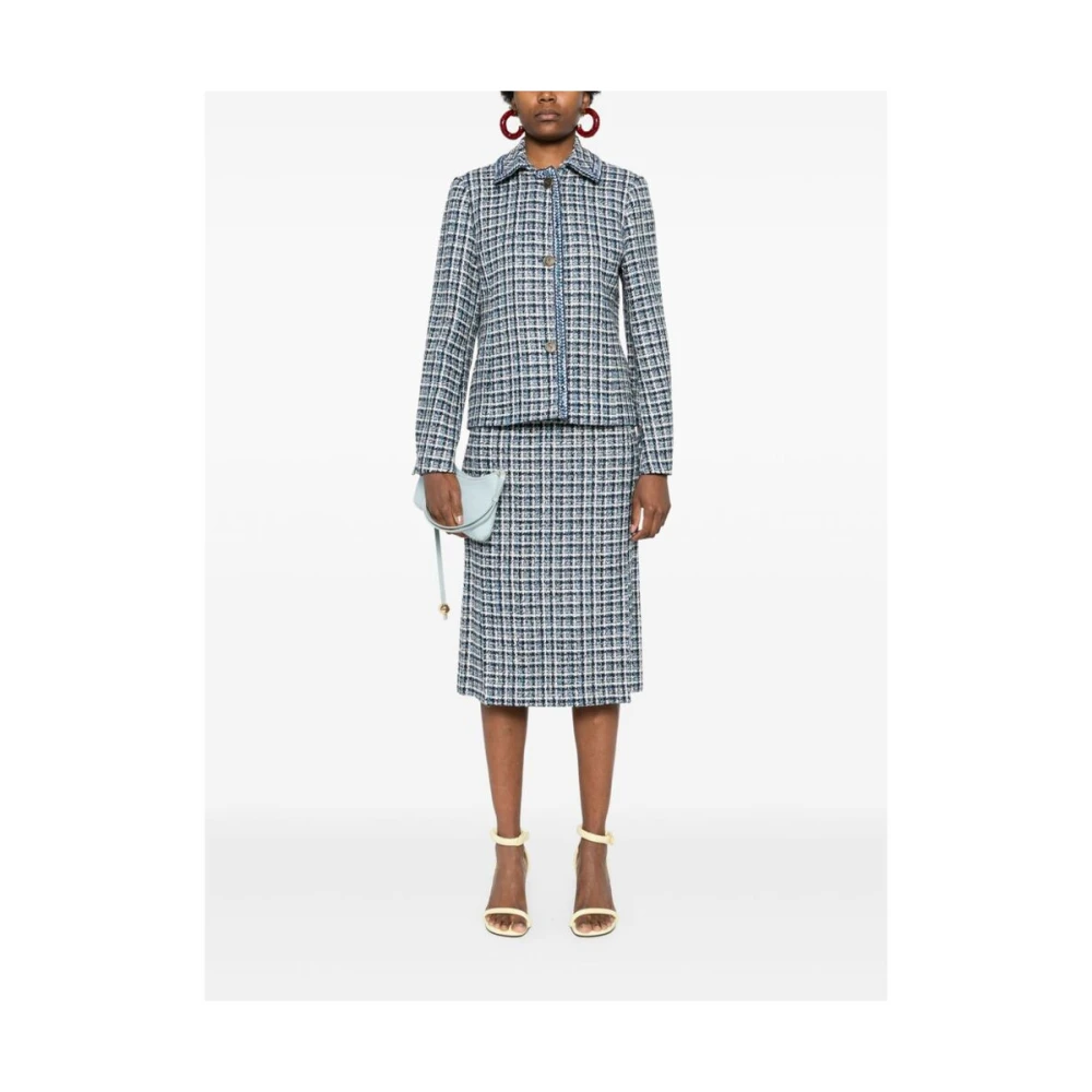 ETRO Blauwe Tweedjas met Logoknopen Blue Dames