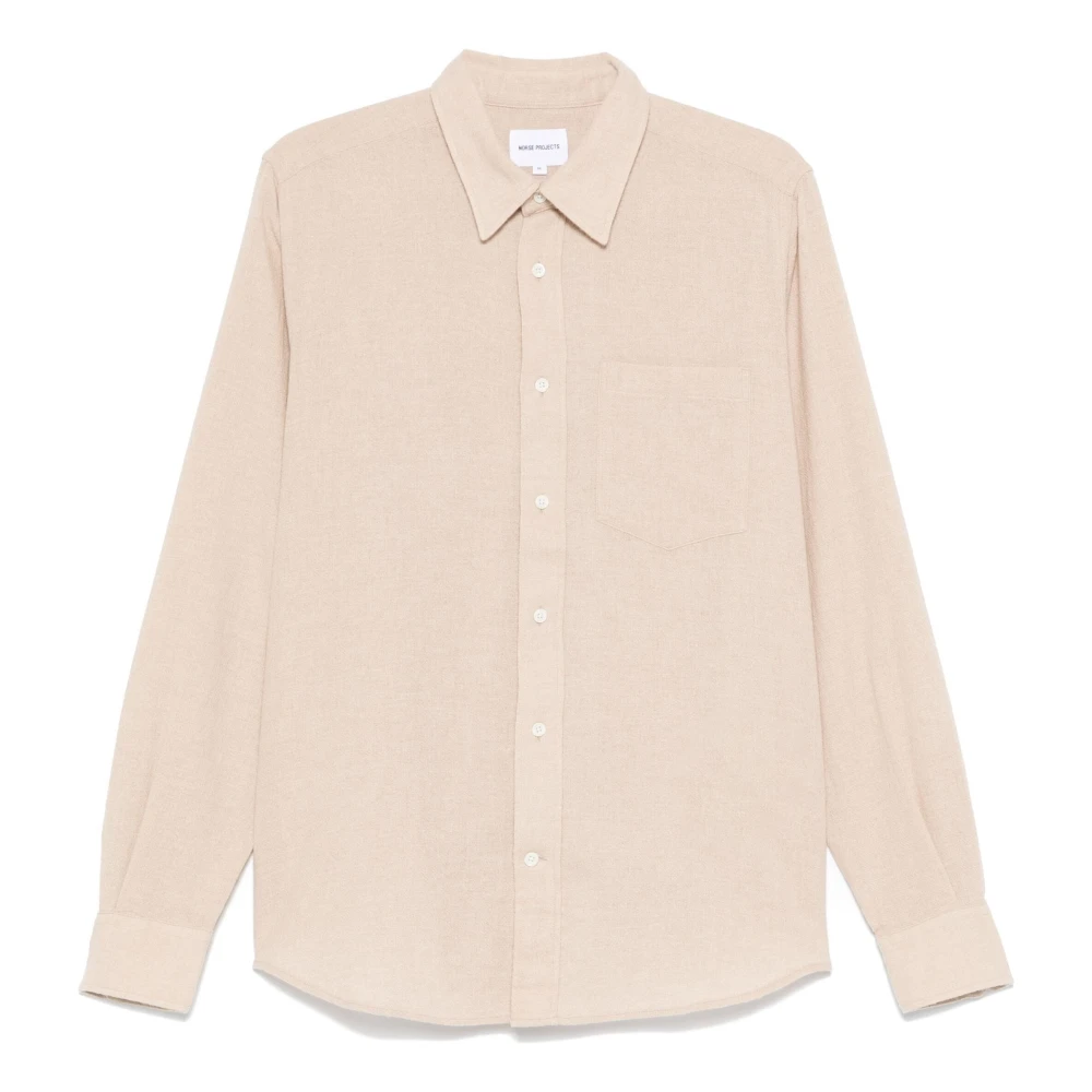 Norse Projects Algot Wollen Overhemd Beige Heren