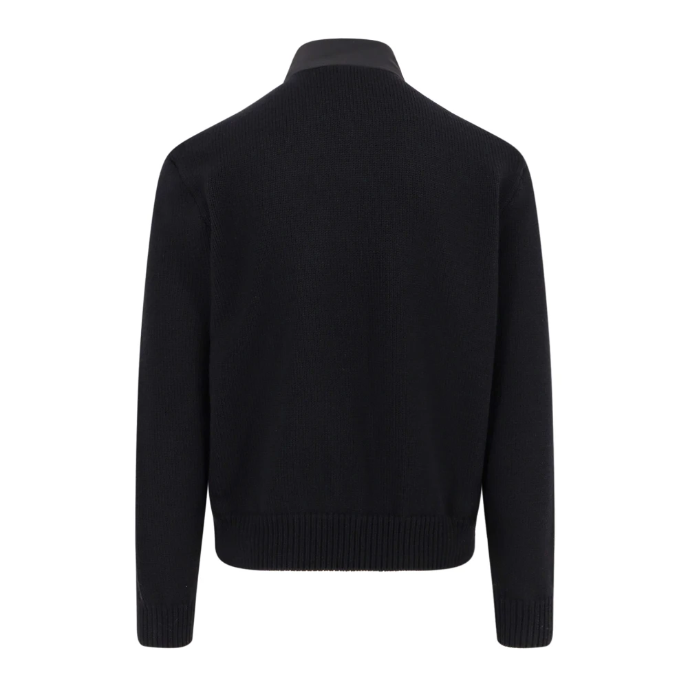 Moncler Wollen gewatteerde jas met hoge kraag Black Heren
