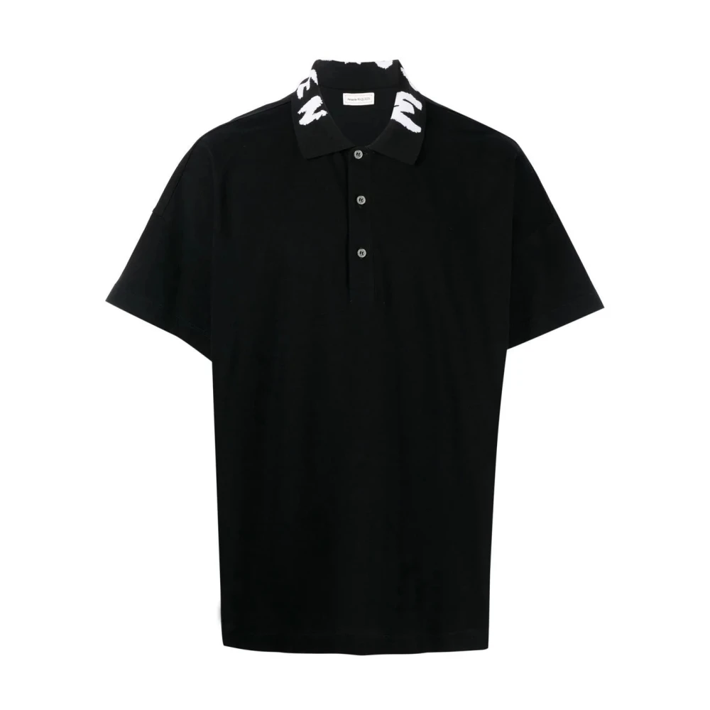 Graffiti Collar Logo Oversized Polo Shirt Alexander McQueen Polo Shirts Miinto