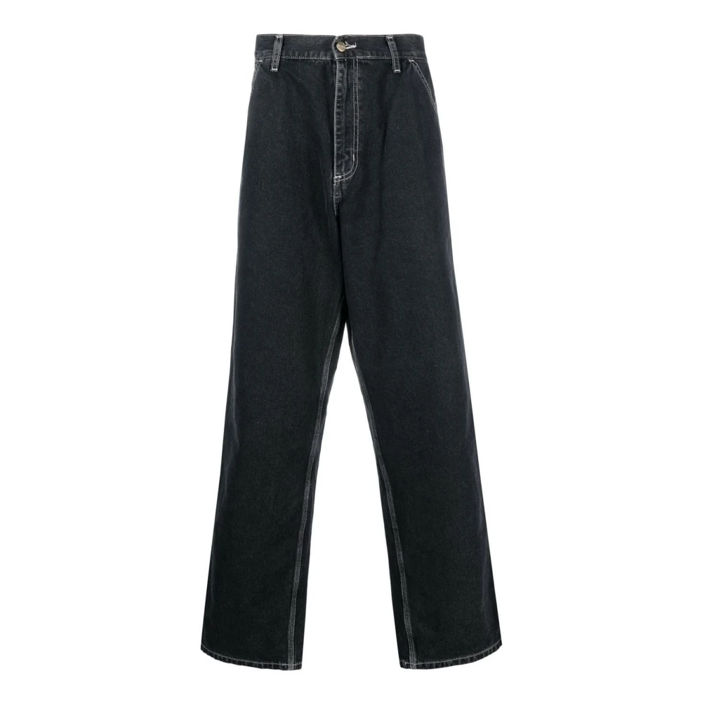 Carhartt WIP Zwarte Denim Jeans met Contraststiksels Black Heren