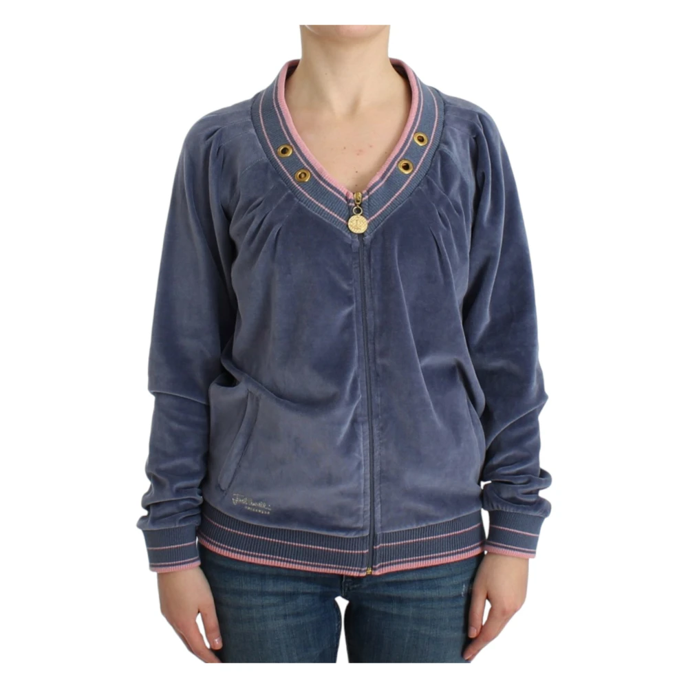 Roberto Cavalli Women's Blue Zip Cardigan - Zip-Throughs - L - Sweatshirts & Hoodies
