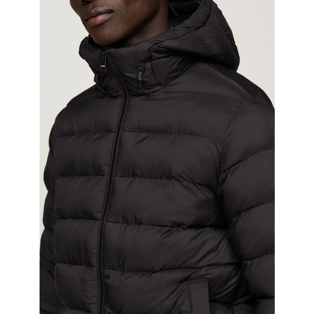 Tommy Hilfiger Zwarte gewatteerde jas met capuchon Black Heren