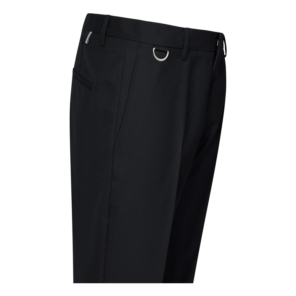 Low Brand Zwarte Tapered Leg Wollen Broek Black Heren