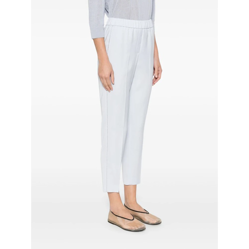 PESERICO Blauwe Rhinestone Broek met Elastische Taille Gray Dames