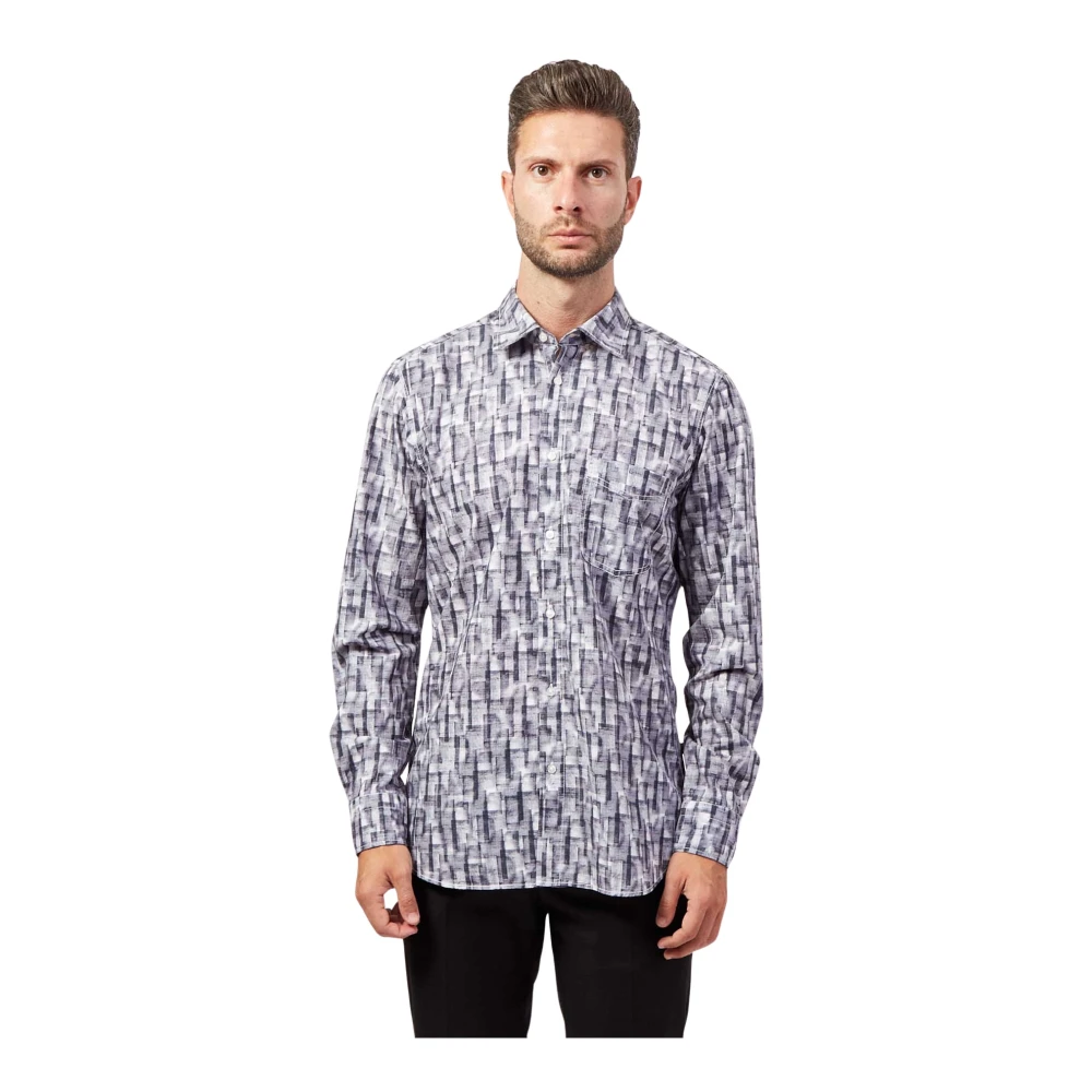 Hugo Boss Gestreept katoenen overhemd met borstzak Multicolor Heren