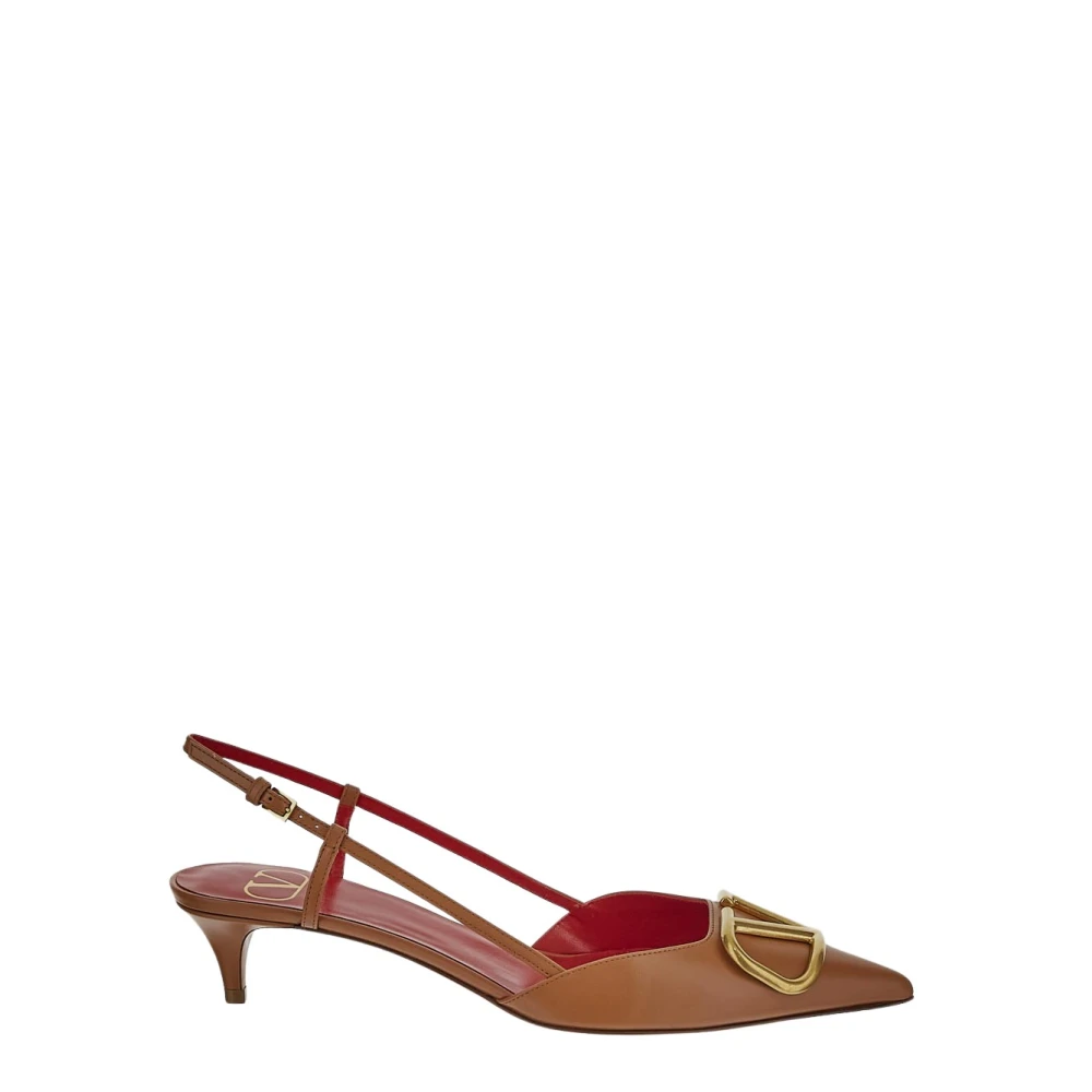 Valentino Garavani Leren Logo Schoen Brown Dames