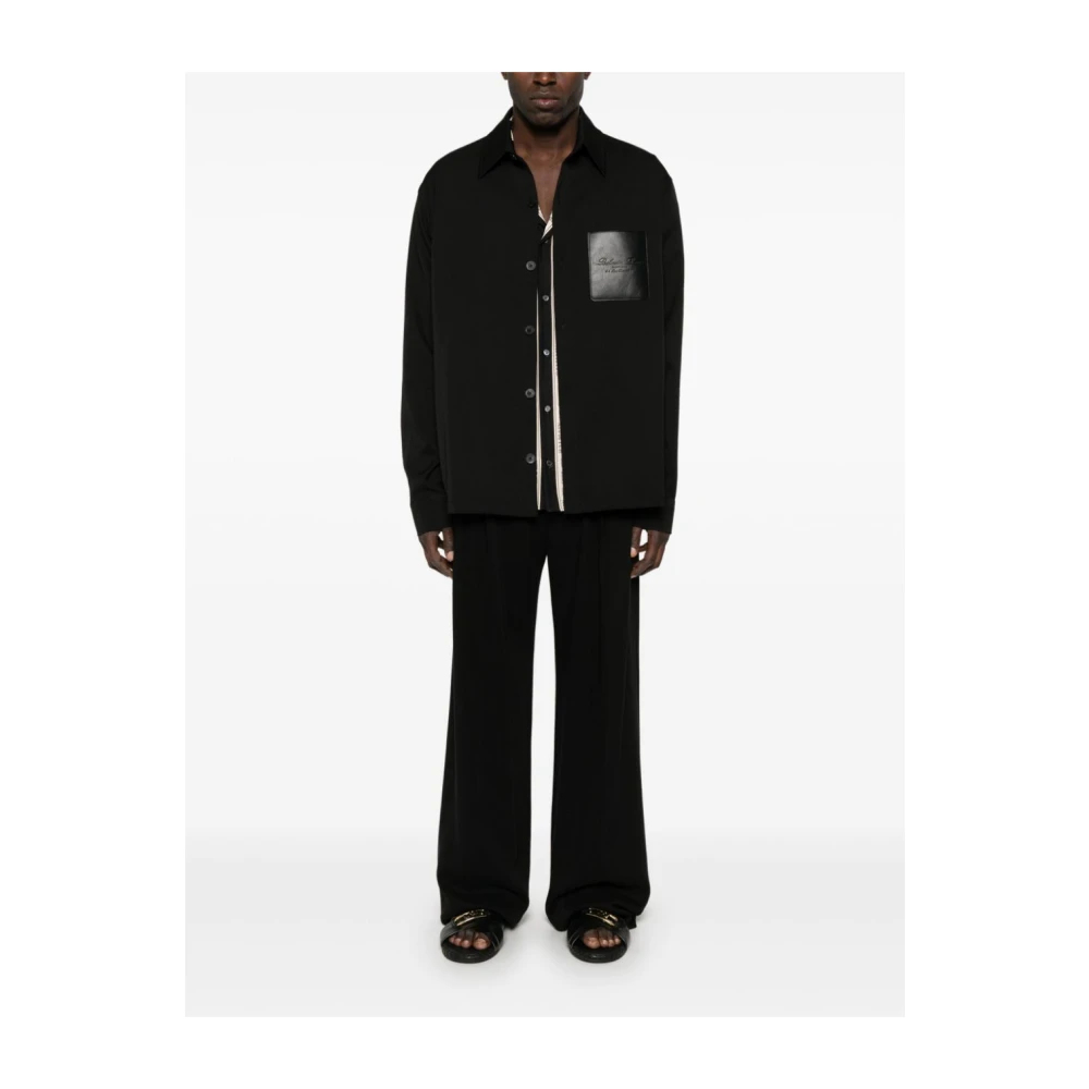 Balmain Zwarte Knoopshirt Klassieke Stijl Black Heren