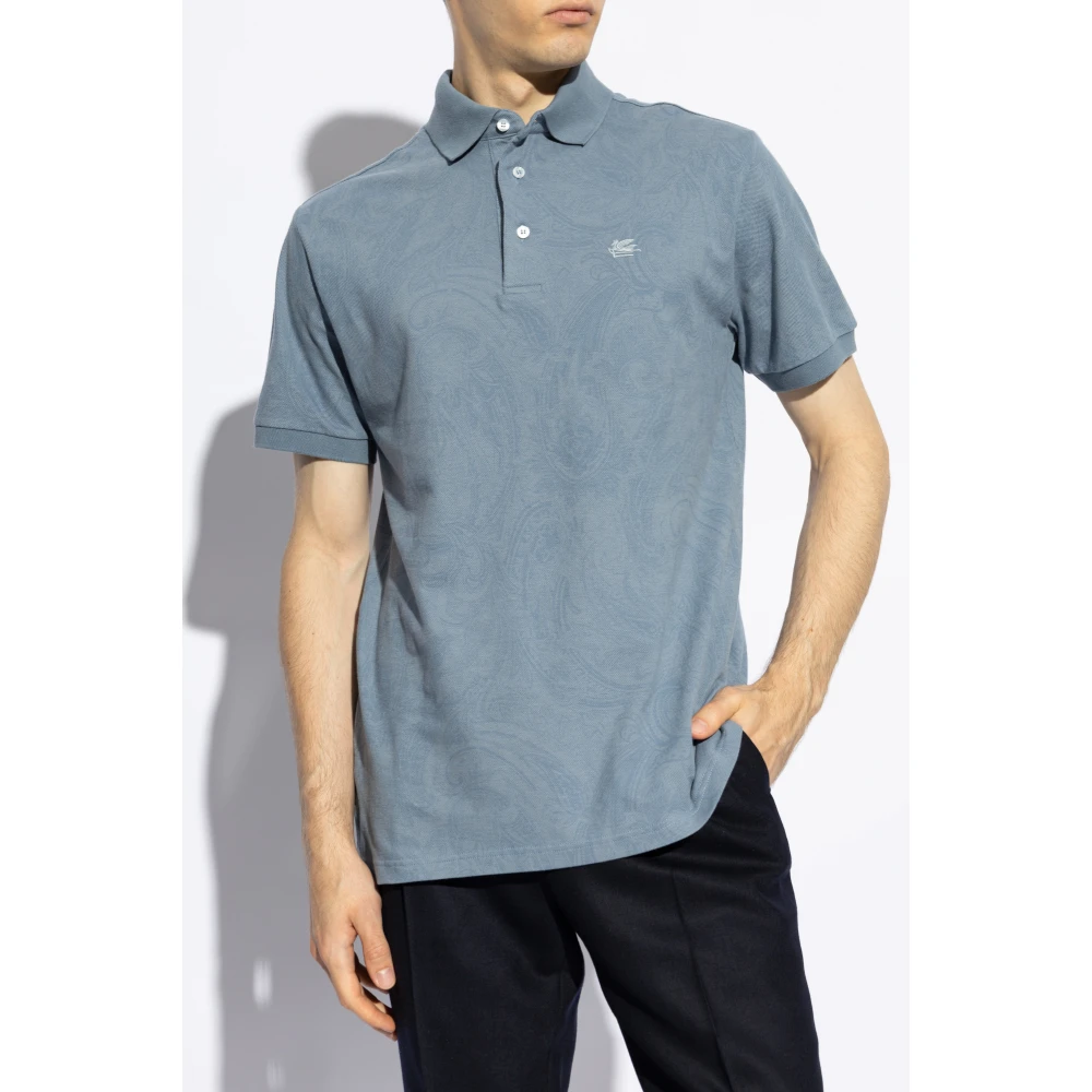ETRO Polo met logo Blue Heren