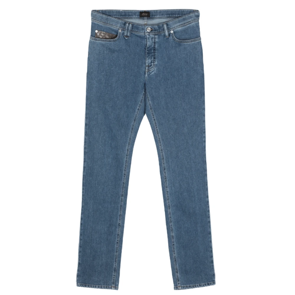 Brioni Blauwe Slim-Fit Denim Jeans Blue Heren