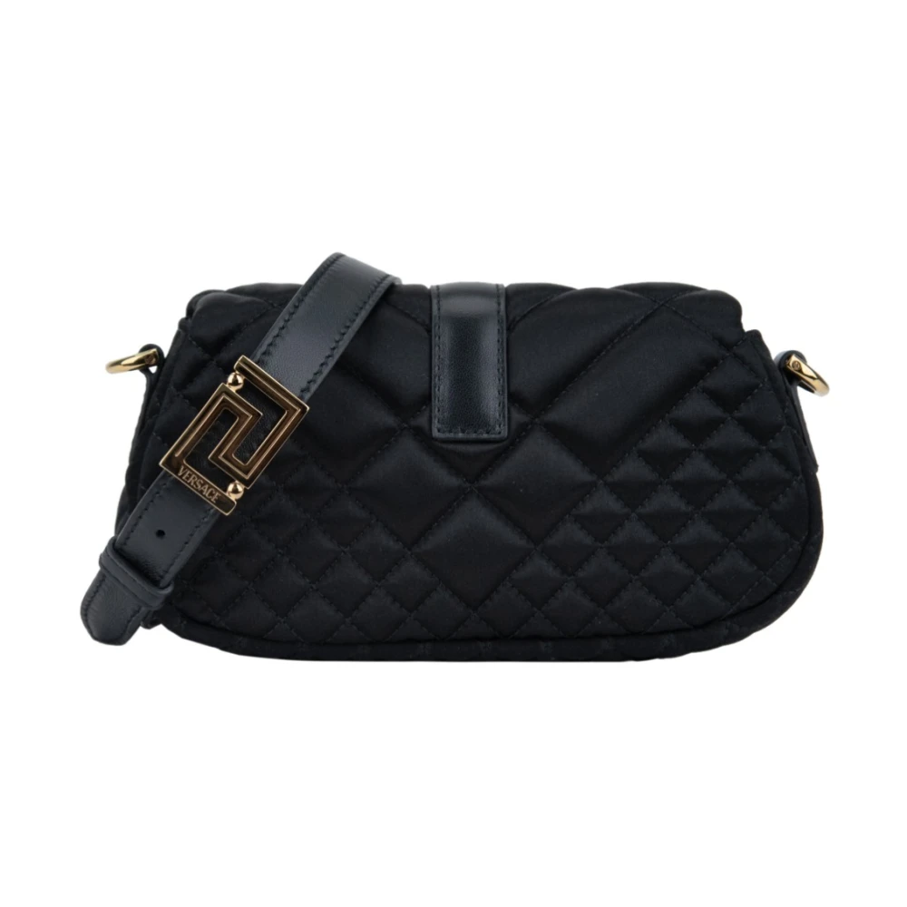 Versace Gewatteerde Schoudertas met Magneetknoop Black Dames