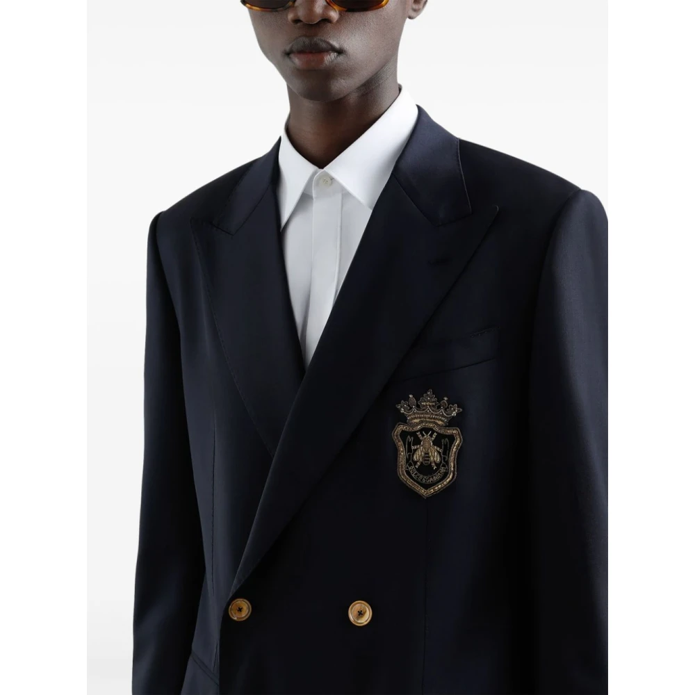 Dolce & Gabbana Blauwe Jacks met Geborduurd Logo Blue Heren