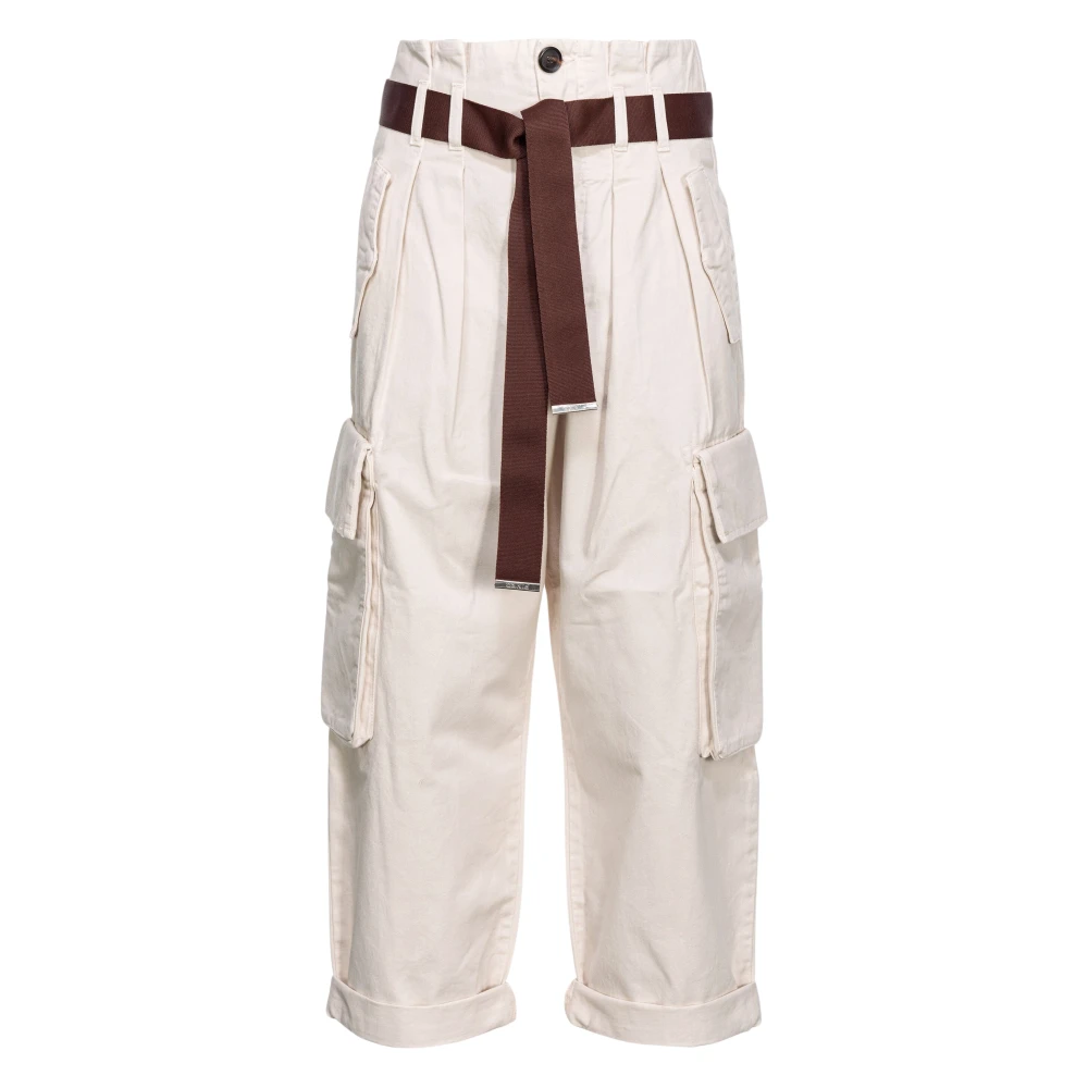 Pinko Geverfde Pantalone in Wit Latte White Dames