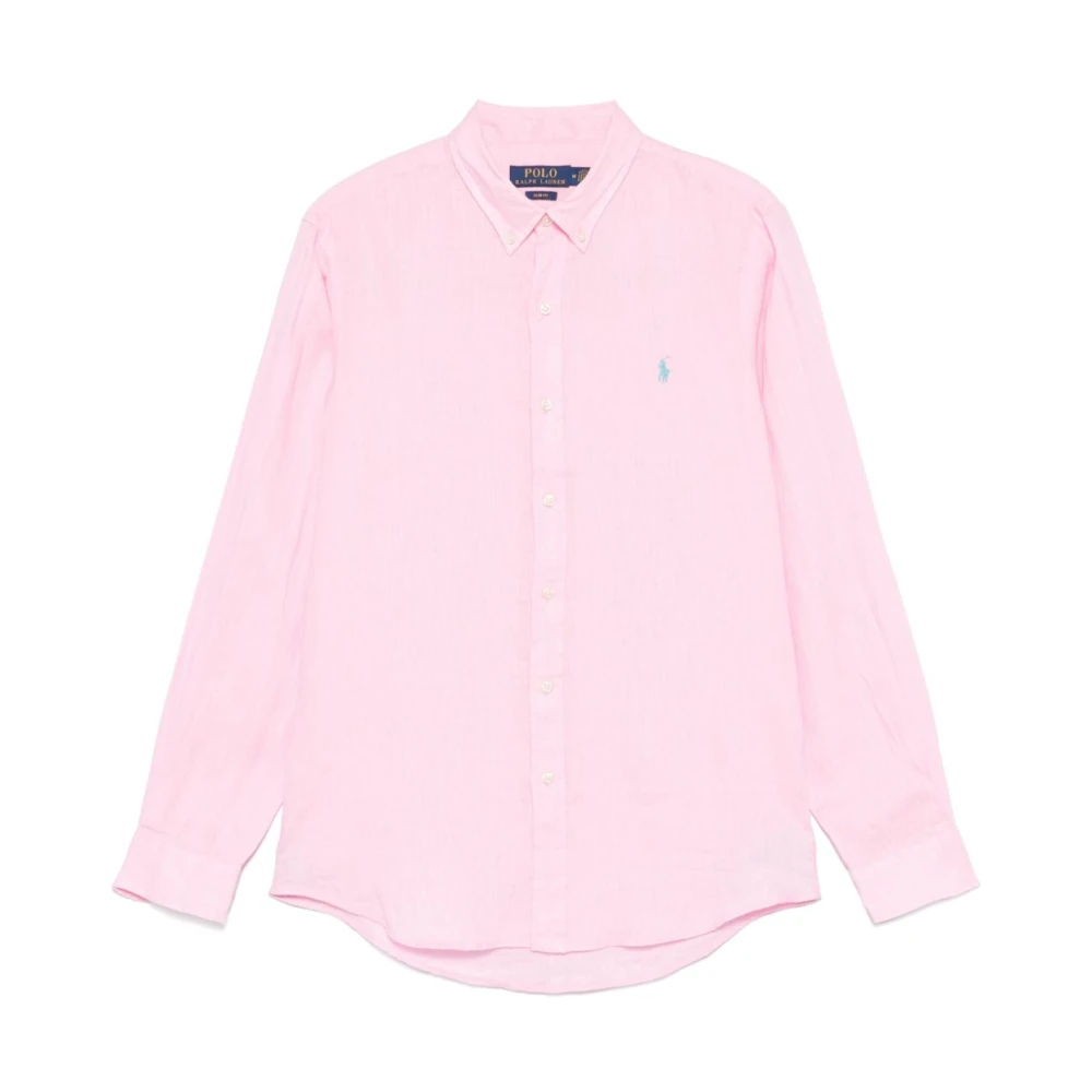 Ralph Lauren Men's Pink Linen Shirt With Logo - Casual Shirts - Xl - Shirts