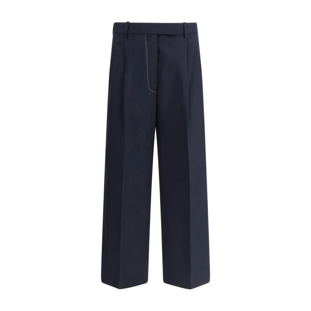 Thom Browne Contraststiksel Wollen Broek Blue Dames