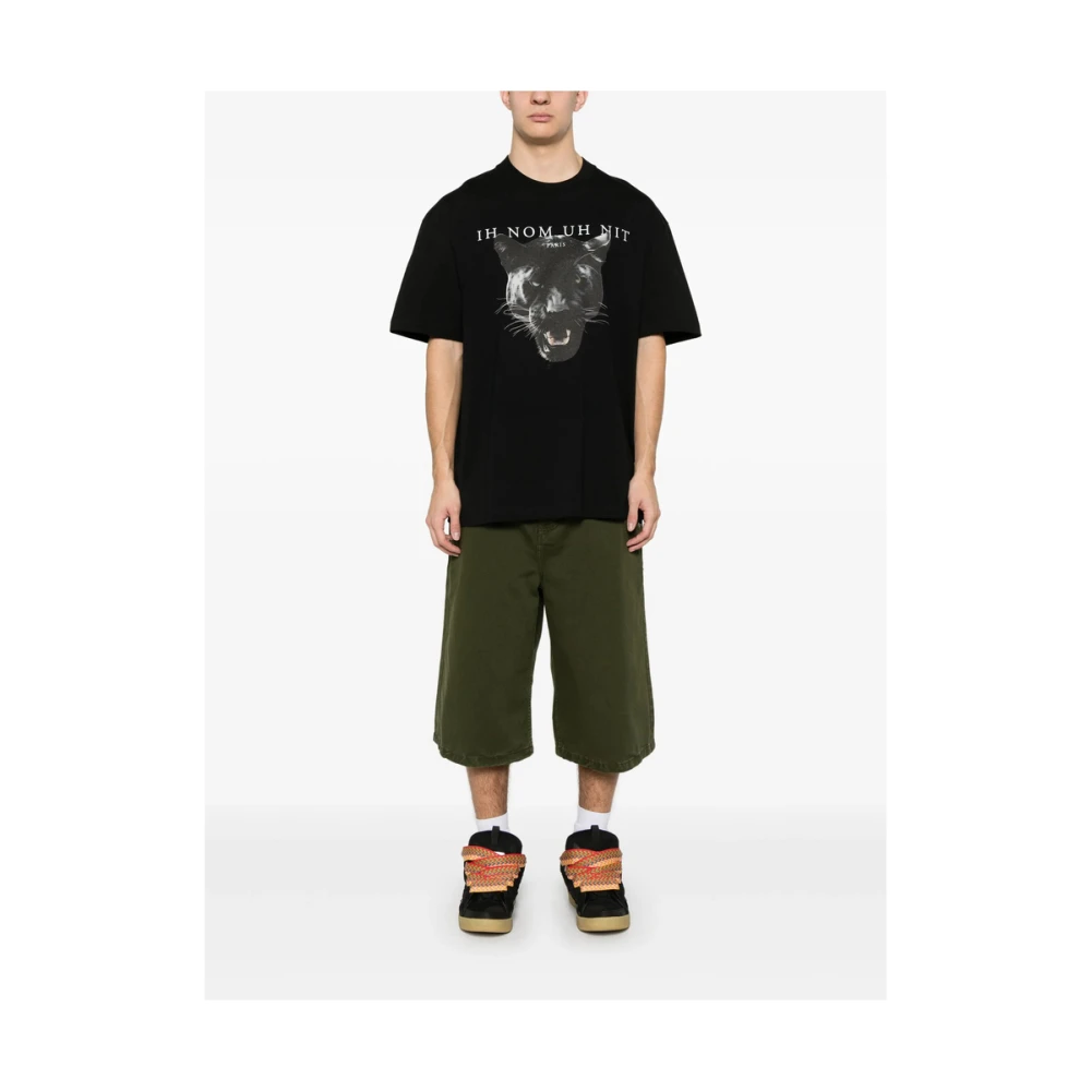 IH NOM UH NIT Zwart Logo Print Crew Neck T-shirt Black Heren