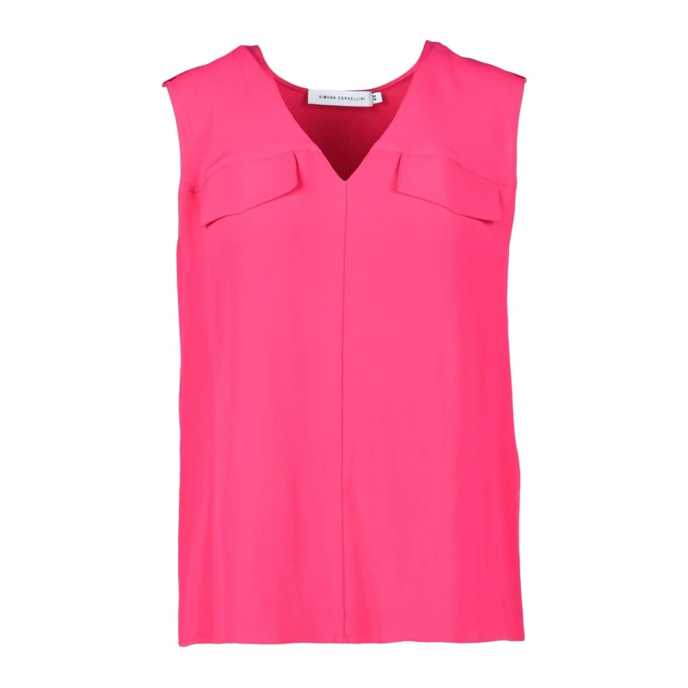 Simona Corsellini Zijde Blend Mouwloze Top Pink Dames