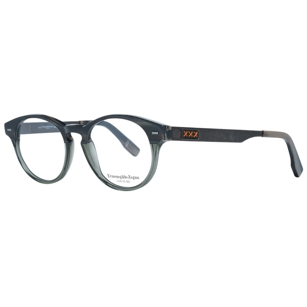 Zegna Men's Black Glasses, One Size, Grey Round Optical Frames