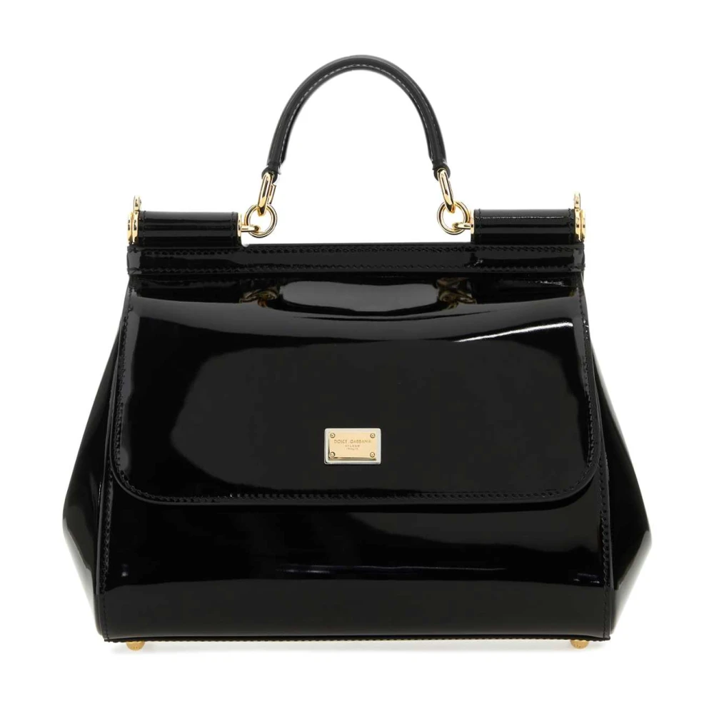 Dolce & Gabbana Svart läder Sicily handväska Black, Dam
