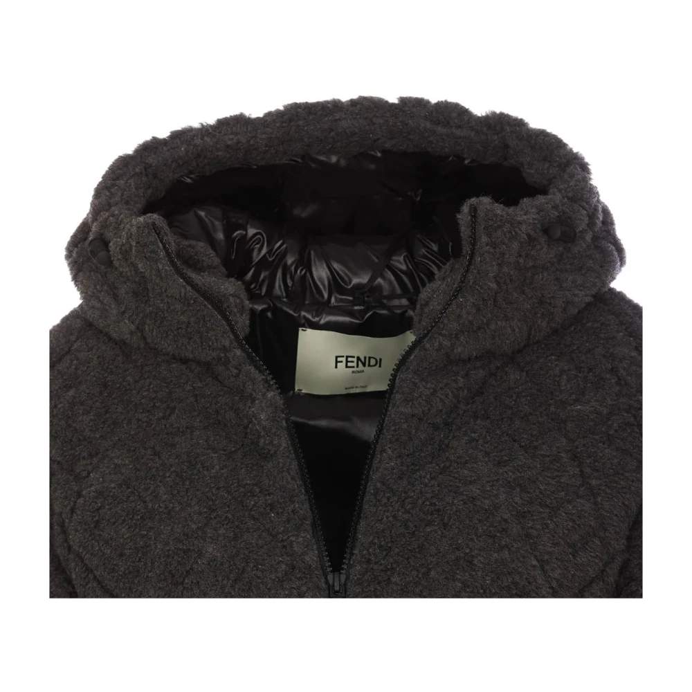 Fendi Logo FF Wol Alpaca Jas Gray Dames