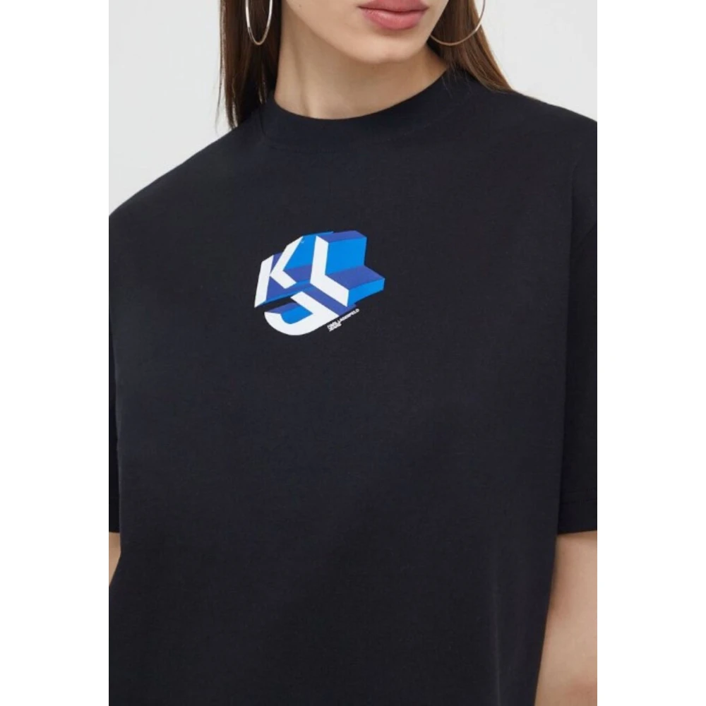 Karl Lagerfeld Dames Logo Tee Regular Fit Black Dames