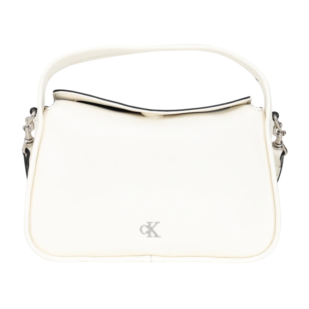 Calvin Klein Witte Handtas Metal Mono Mini Block White Dames