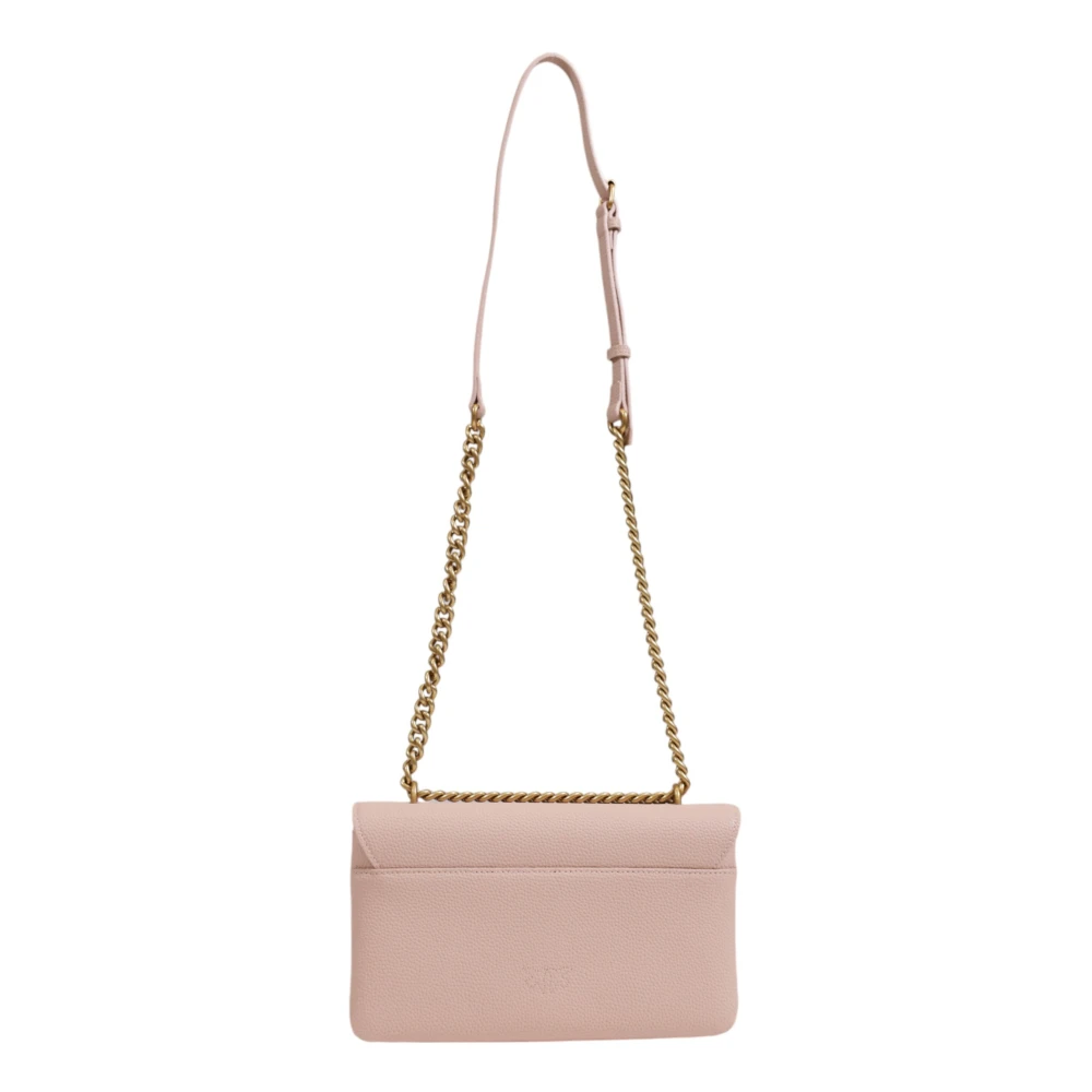 pinko Roze Leren Schoudertas met Clip Pink Dames