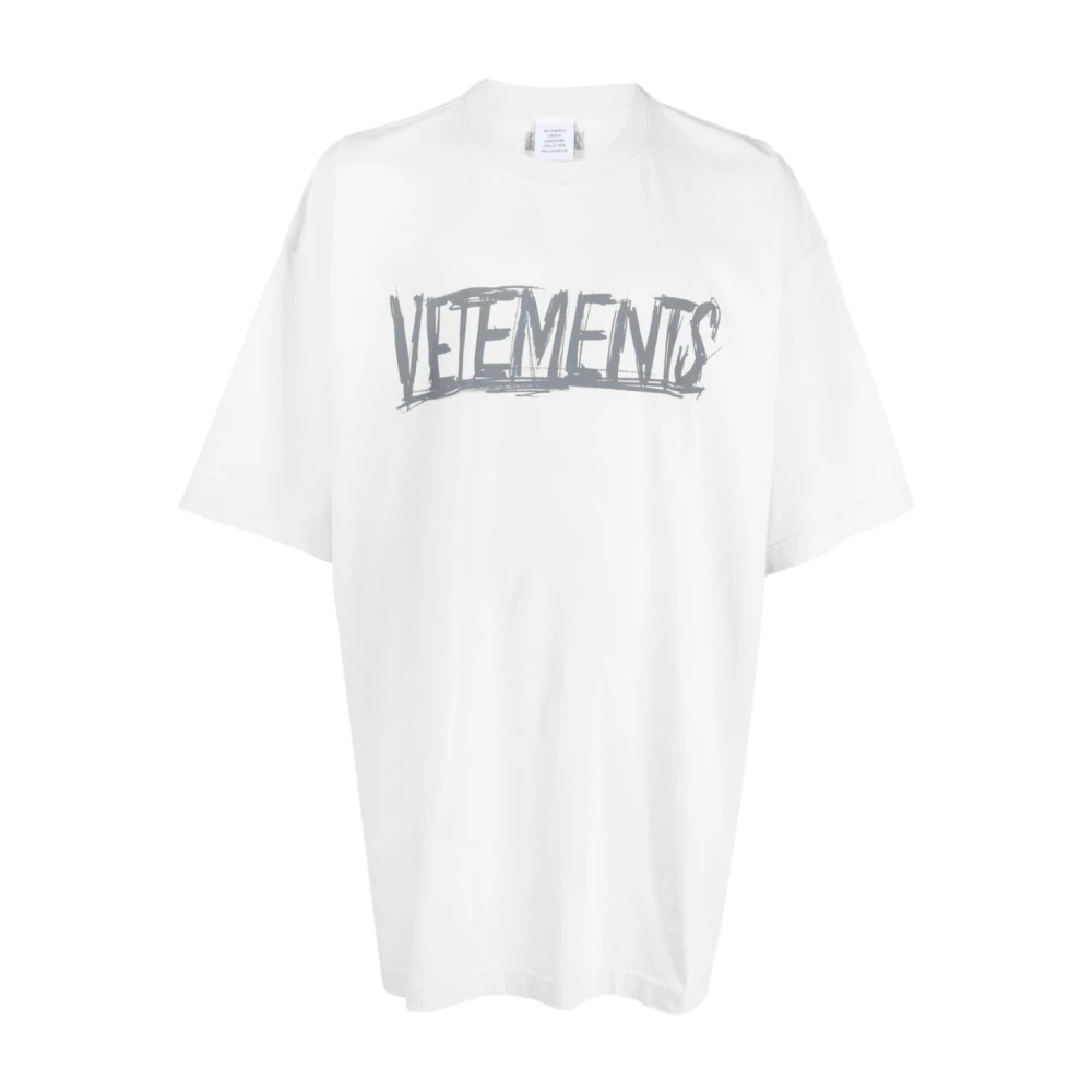 Vetements Grijze T-shirt met Logo Print en Grafische Achterkant Gray Heren