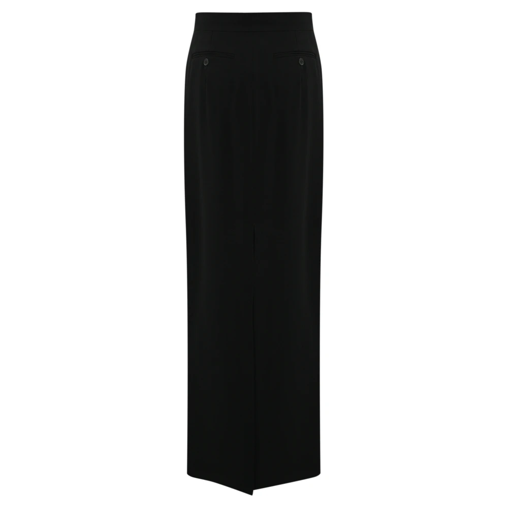 Max Mara Studio Zwarte Lange Rok Hoge Taille Rechte Pasvorm Black Dames