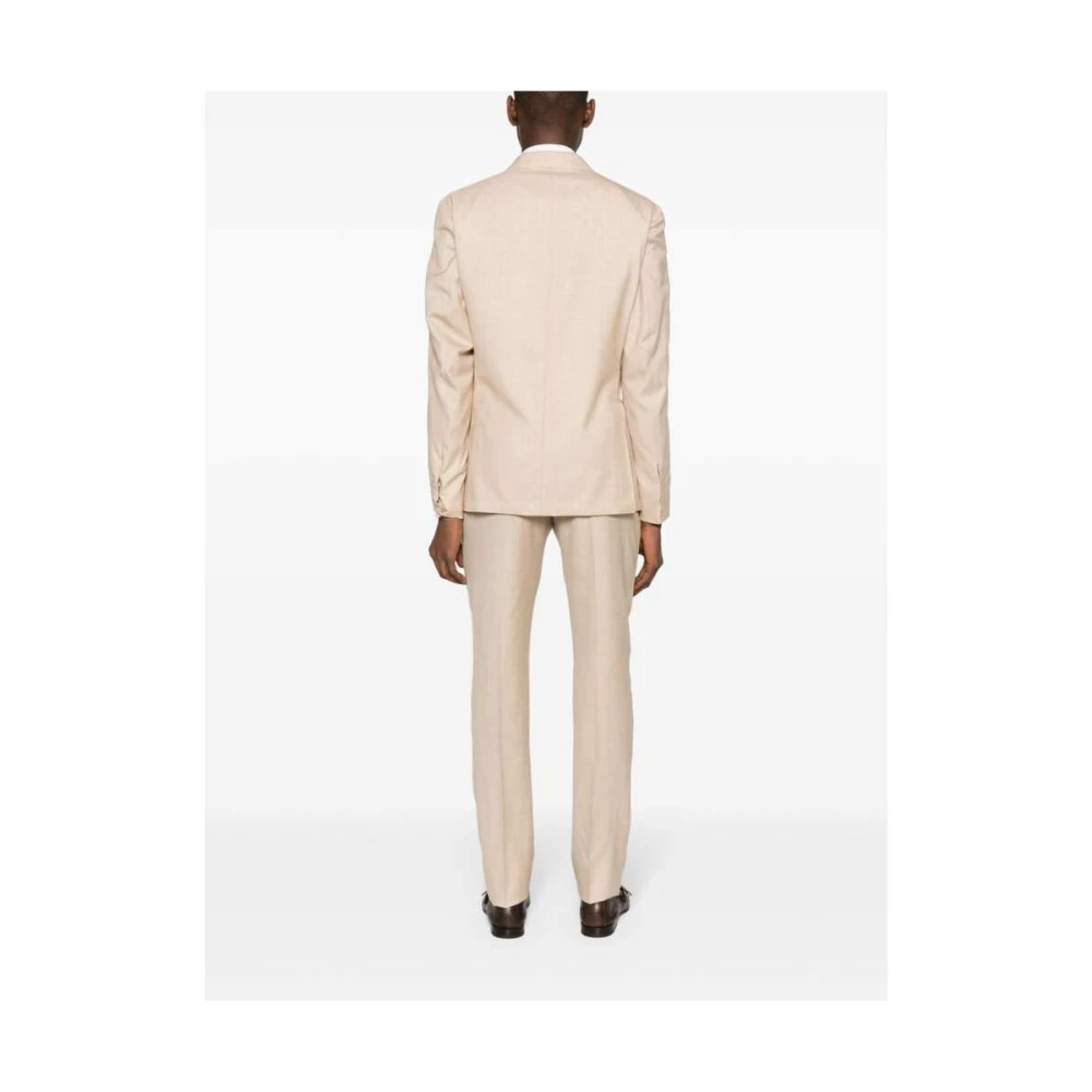 Gabo Napoli Geruit Blazer en Broek Set Beige Heren