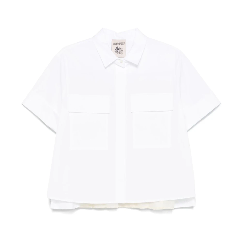 Semicouture Witte Shirt met Plooiontwerp White Dames