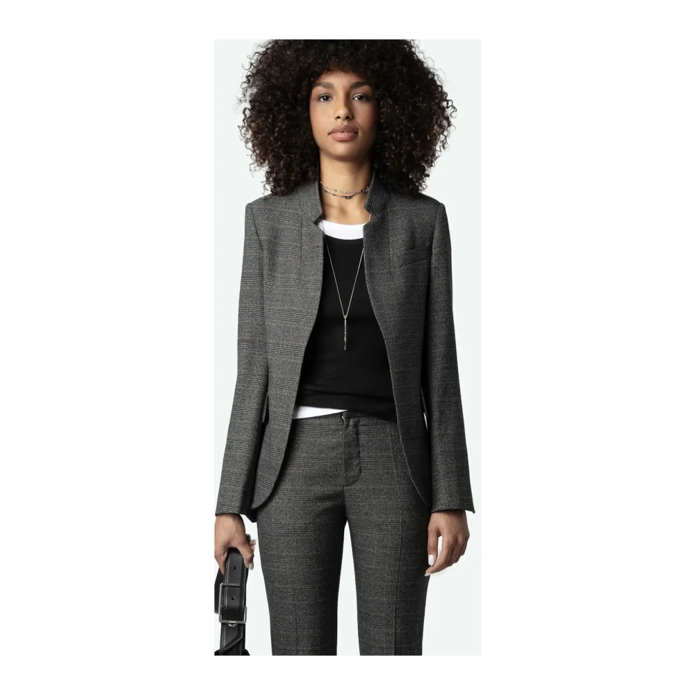 Zadig & Voltaire Antraciet geruite pakjasje voor vrouwen Gray Dames