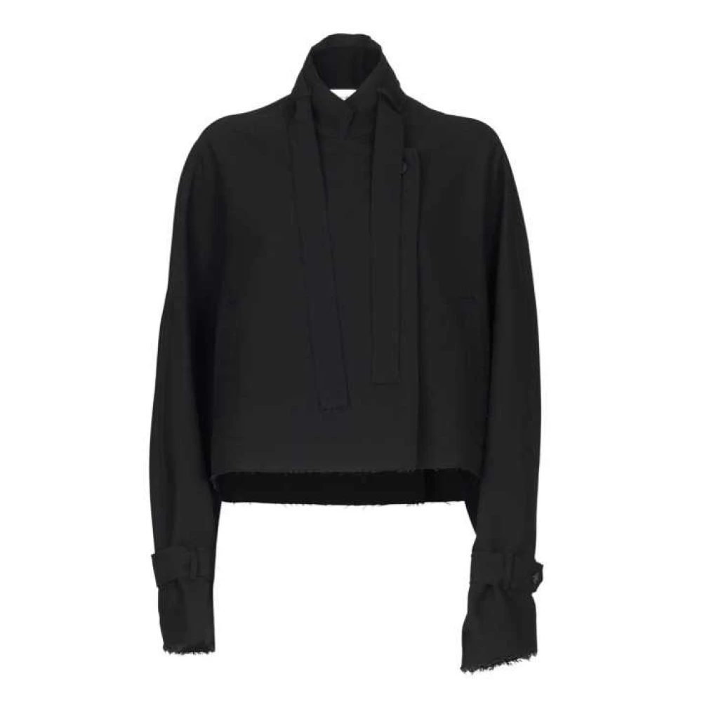 Isabel Benenato Vrouw Zwart Jassen Dames, S, Wol, Blouson Laine Croisé Sangle