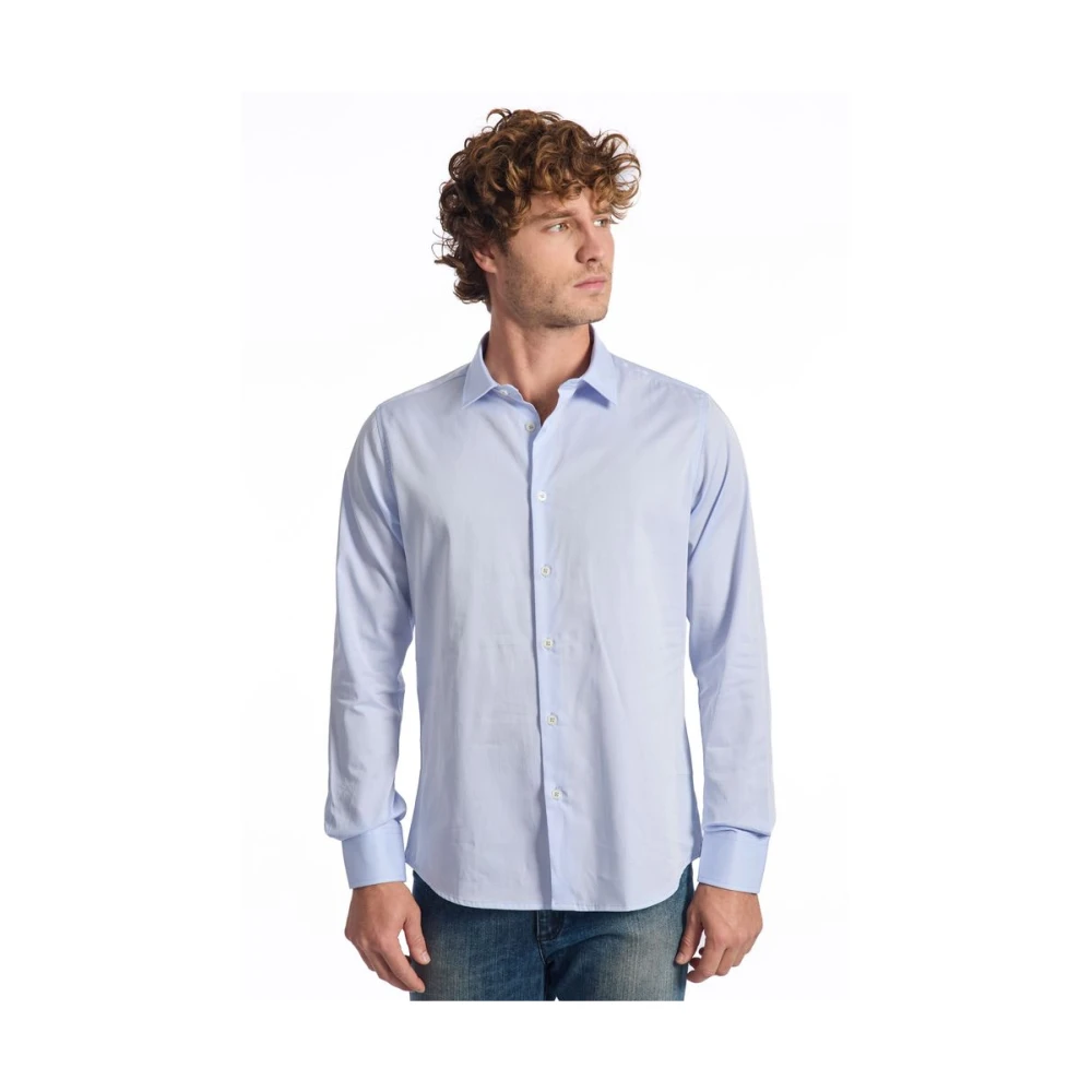 Baldinini Blauw Katoenen Overhemd Slim Fit Knoopsluiting Blue Heren