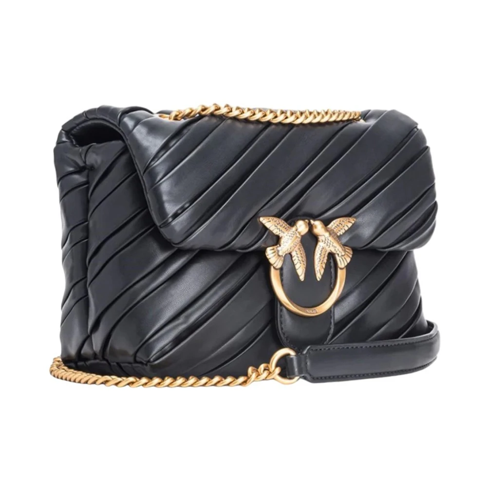 pinko Love Puff Mini Clutch in Zwart en Goud Black Dames