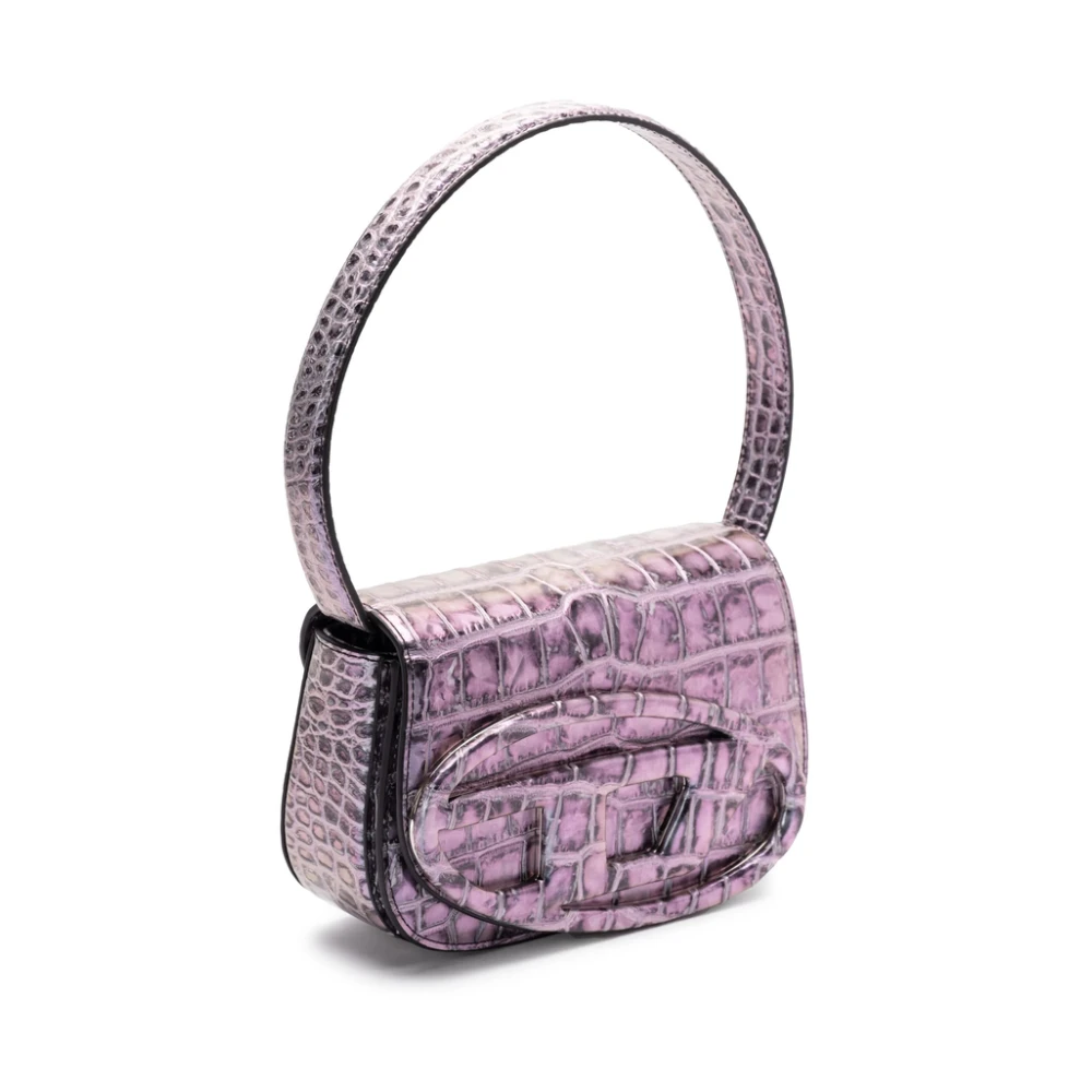Diesel Blauwe Schoudertas met Krokodilleneffect Blue Dames